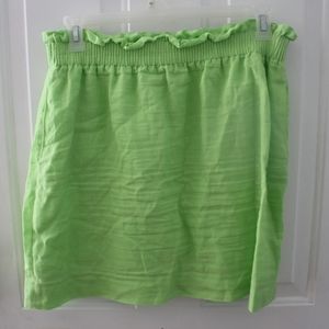 Lime Green Linen Paperbag Skirt